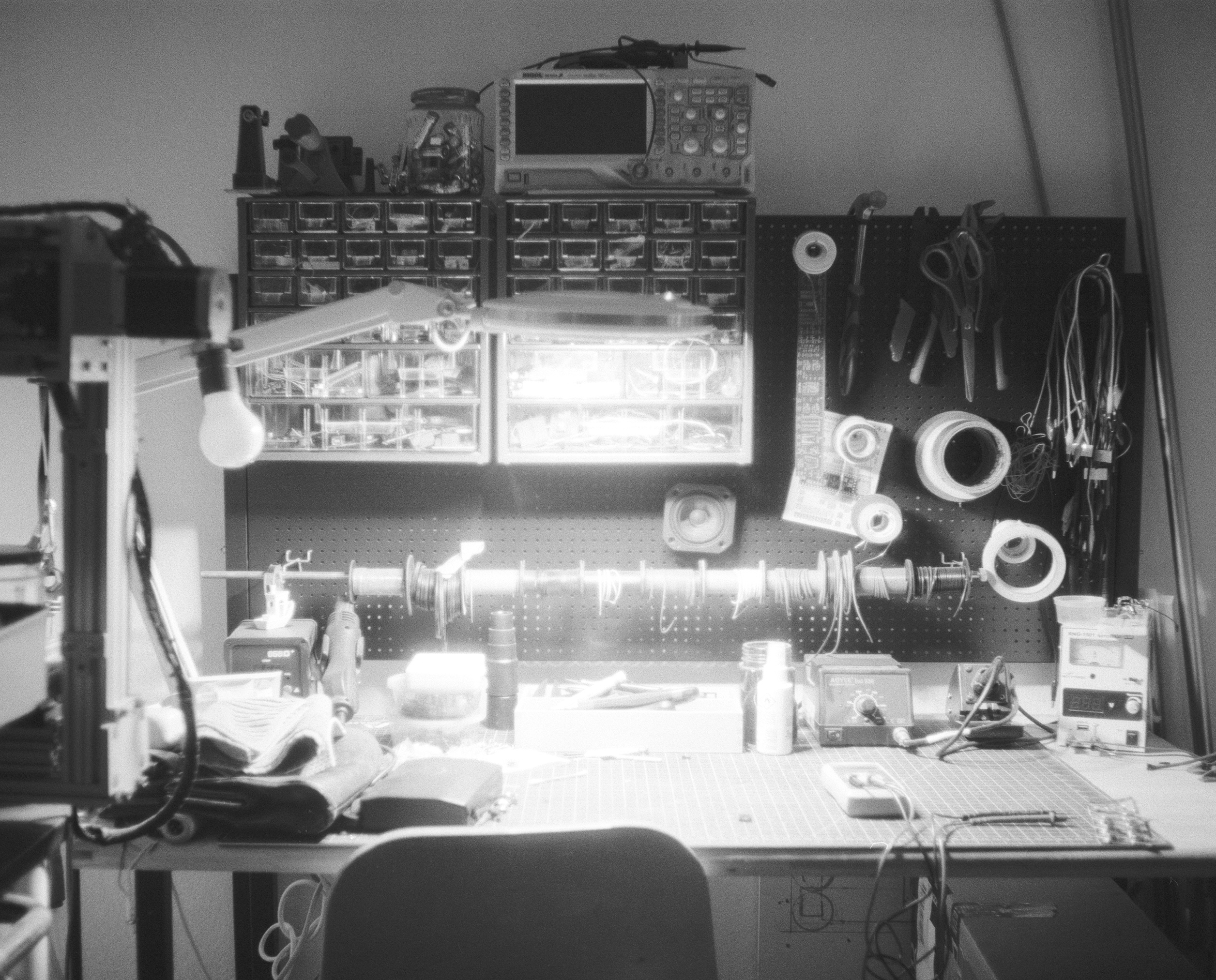 workshop with electronics